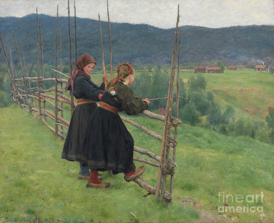 View From Gvarv In Telemark, 1883 Painting by Erik Werenskiold
