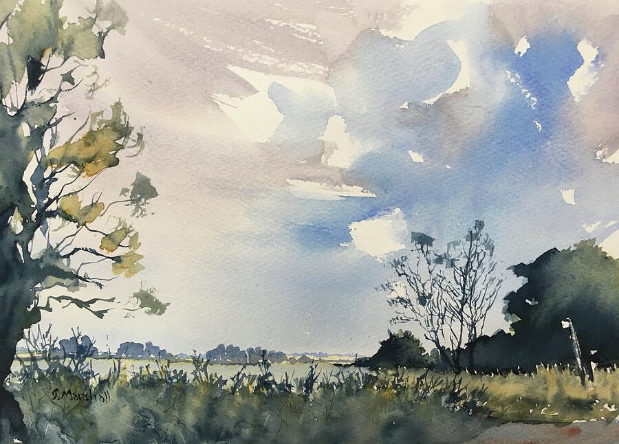 View from Hornsea Rail Trail near Withernwick Painting by Glenn Marshall View from Hornsea Rail Trail near Withernwick Painting by Glenn Marshall