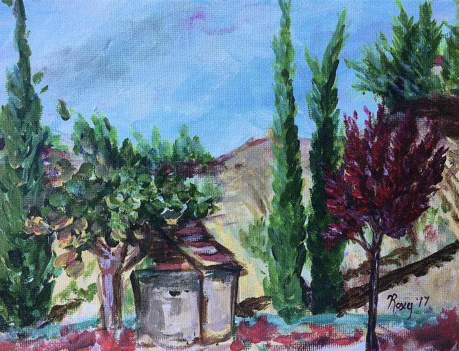 View from Maurice Carrie Winery Painting by Roxy Rich