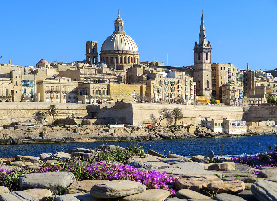 View from Sliema on Valletta across the bay, capital of Malta Photograph by Frans Sellies
