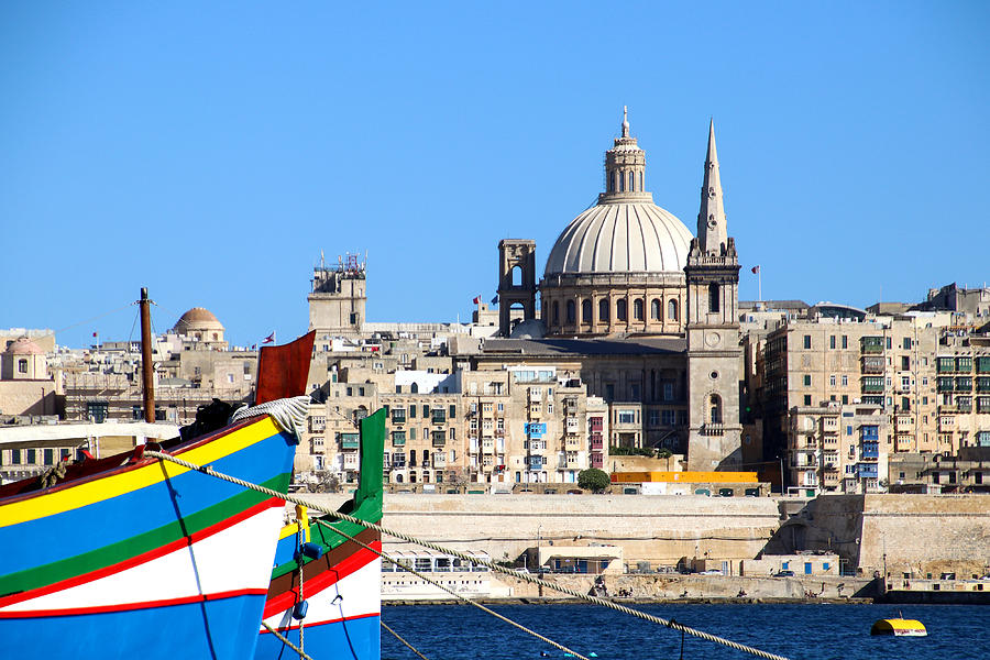 View from Sliema on Valletta across the bay, Malta Photograph by Frans Sellies