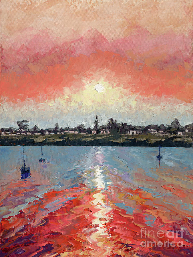 View from Stagnaros, Santa Cruz Wharf Painting by PJ Kirk