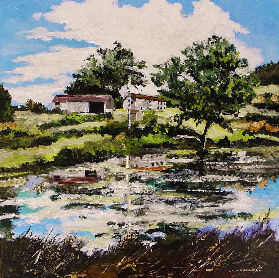 Barn Painting - View from the Farm Pond by John Williams