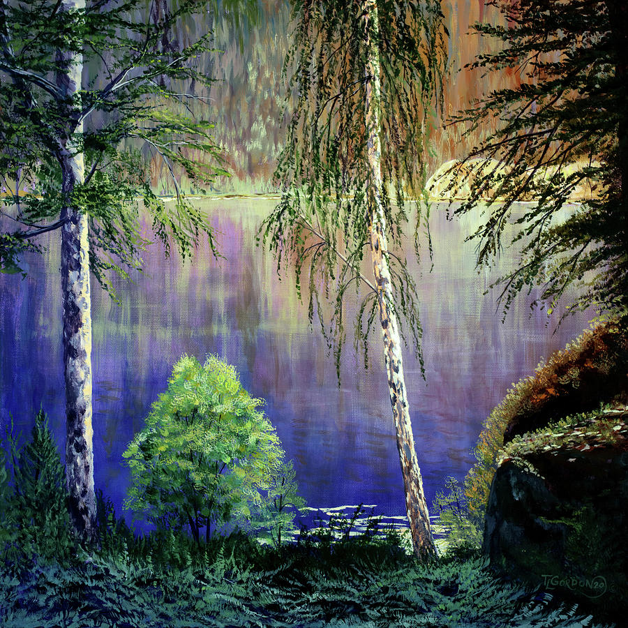 View from the Lakes Edge Painting by Timithy L Gordon