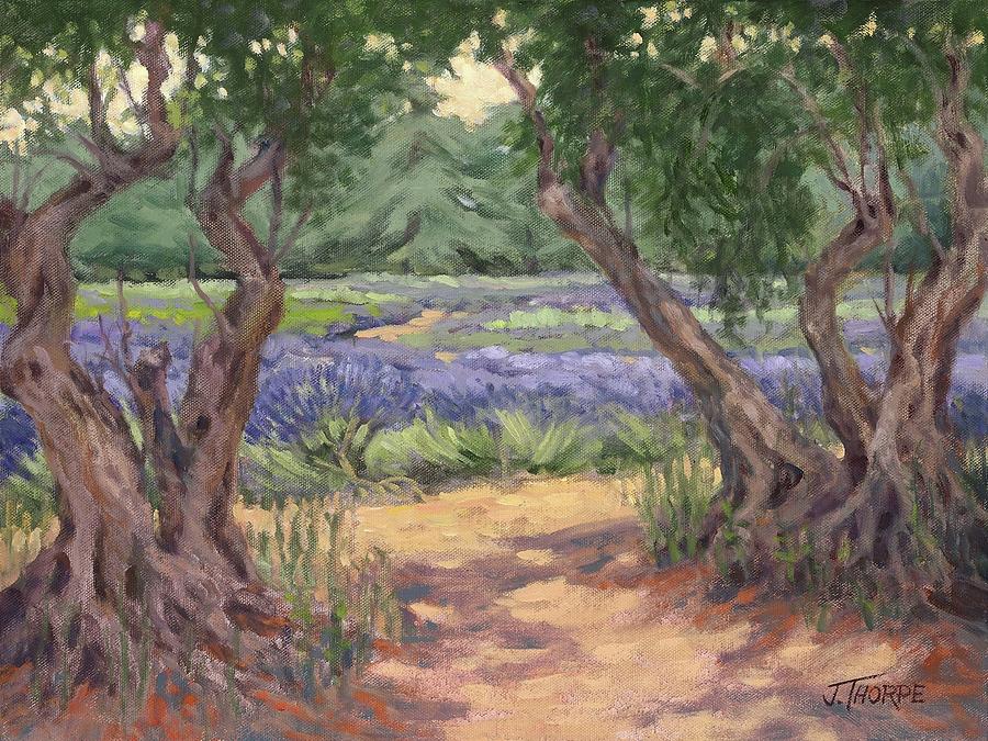 Lavender Painting - View From the Olive Grove by Jane Thorpe
