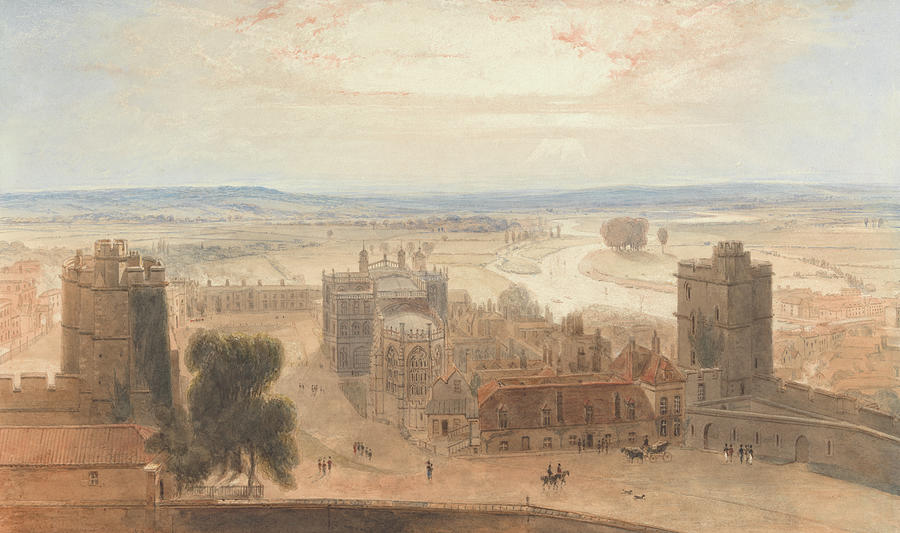 View from the Round Tower, Windsor Castle Drawing by William Daniell