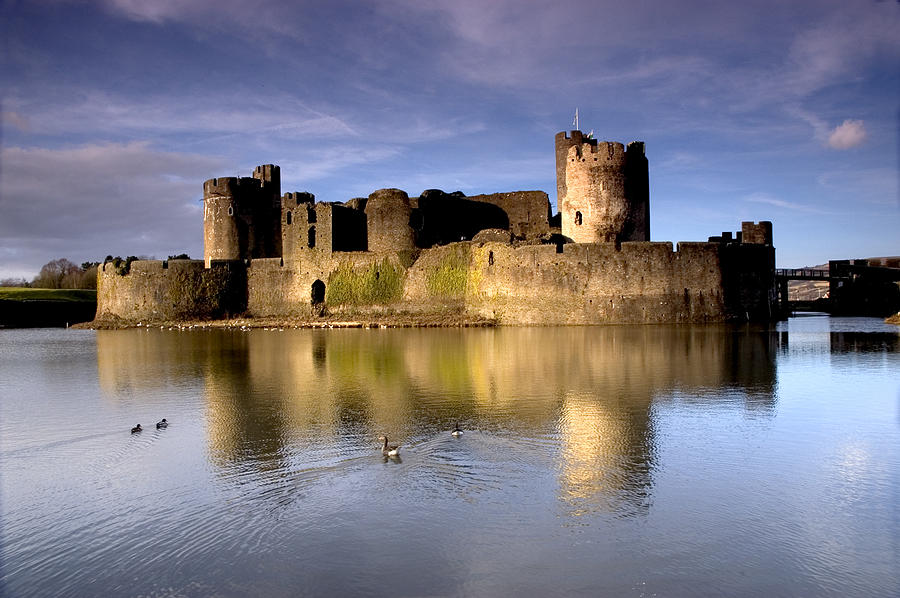 View from the water of Caerphilly Castle Photograph by Momodine