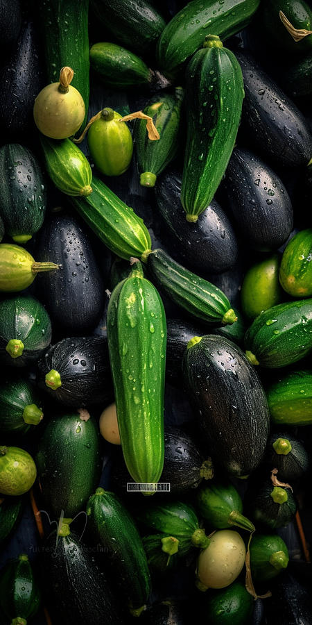 Fantasy Painting - view  from  top  photo  realism  cucumbers    brittle  by Asar Studios by Celestial Images