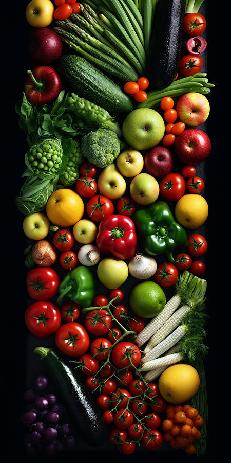 Fantasy Painting - view  from  top  photo  realism  fresh  vegetables    by Asar Studios by Celestial Images