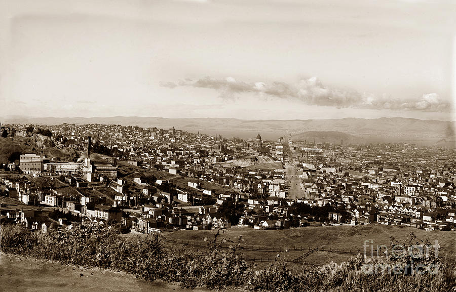 Twin Peak Photograph - View From Twin Peaks Looking East Down Market Street, San Francisco 1902 by Monterey County Historical Society