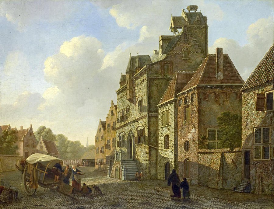 View in Dordrecht Painting by Johannes Schoenmakers