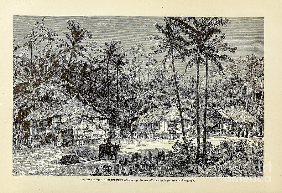 View in the Philippines Street in Davao n5 Drawing by Historic ...