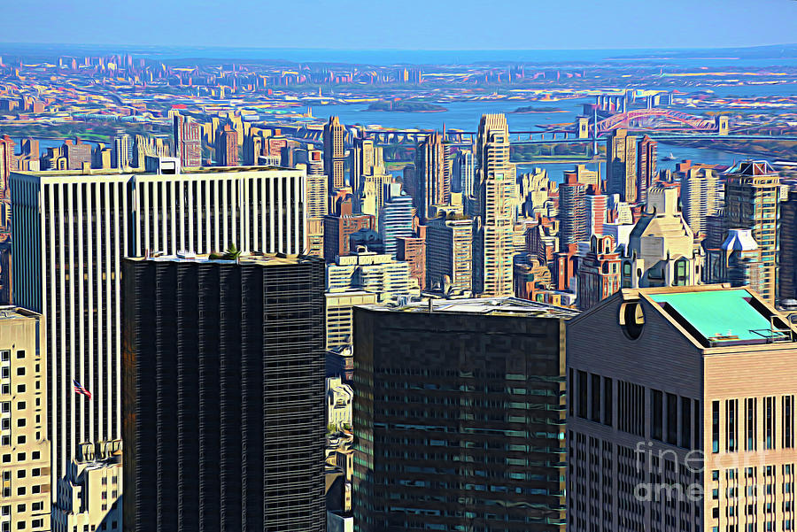 Architecture Photograph - View NYC from Top of NBC Building NYC Art Deco  by Chuck Kuhn