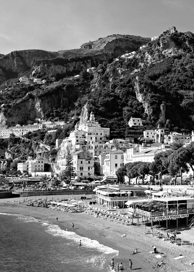 View of Amalfi BW Photograph by Mary Pille