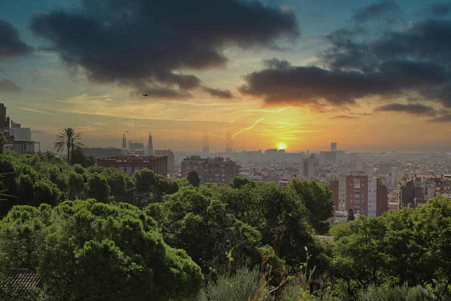 View of  Barcelona City Sunset  Photograph by Chuck Kuhn