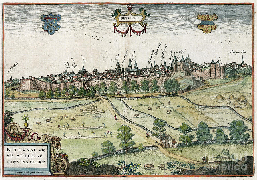 View Of Bethune, 1588 Drawing by Georg Braun and Franz Hogenberg