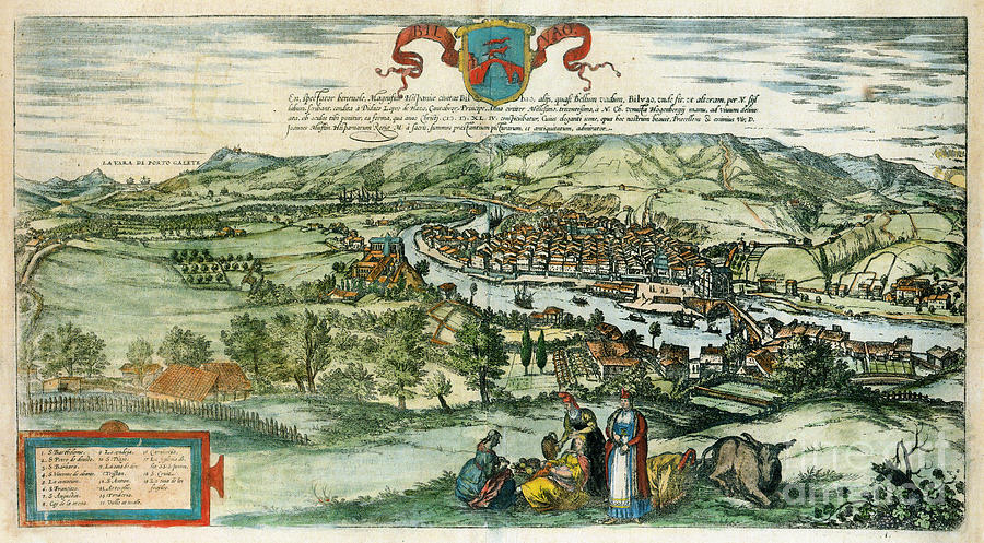 View Of Bilbao, Spain, 1575 Drawing by Georg Braun and Franz Hogenberg