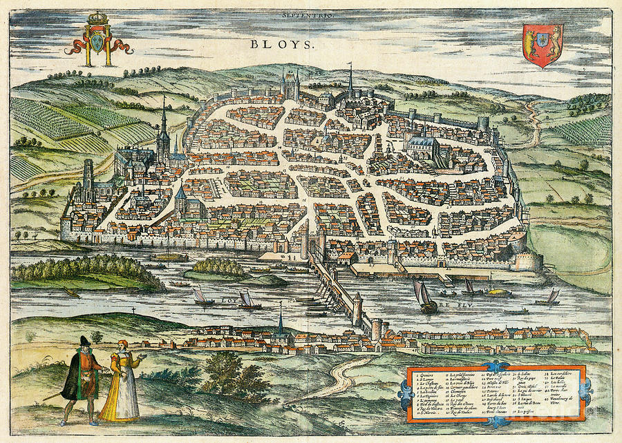 View Of Blois, France, 1575 Drawing by Georg Braun and Franz Hogenberg