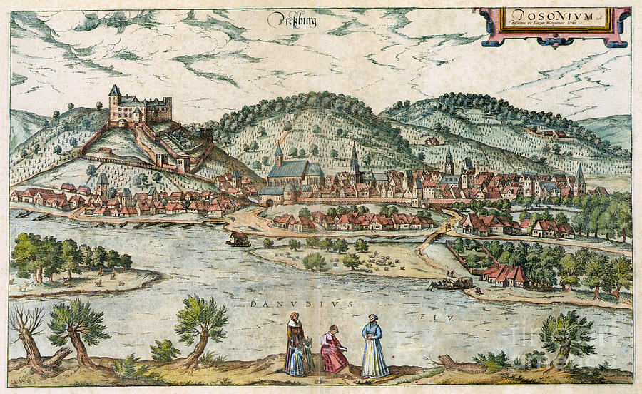 View Of Bratislava, 1588 Drawing by Georg Braun and Franz Hogenberg
