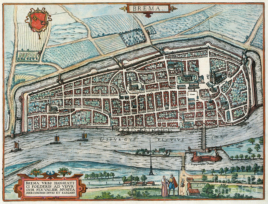 View Of Bremen, 1598 Drawing by Georg Braun and Franz Hogenberg