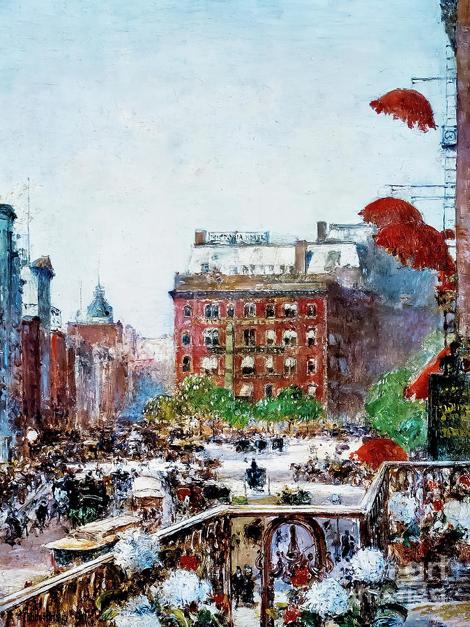 View of Broadway and Fifth Avenue by Childe Hassam 1890 Painting by Childe Hassam