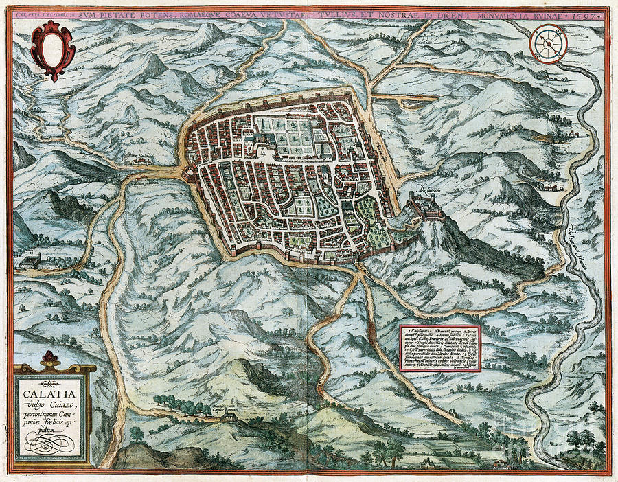 View Of Caiazzo, Italy, 1598 Drawing by Georg Braun and Franz Hogenberg