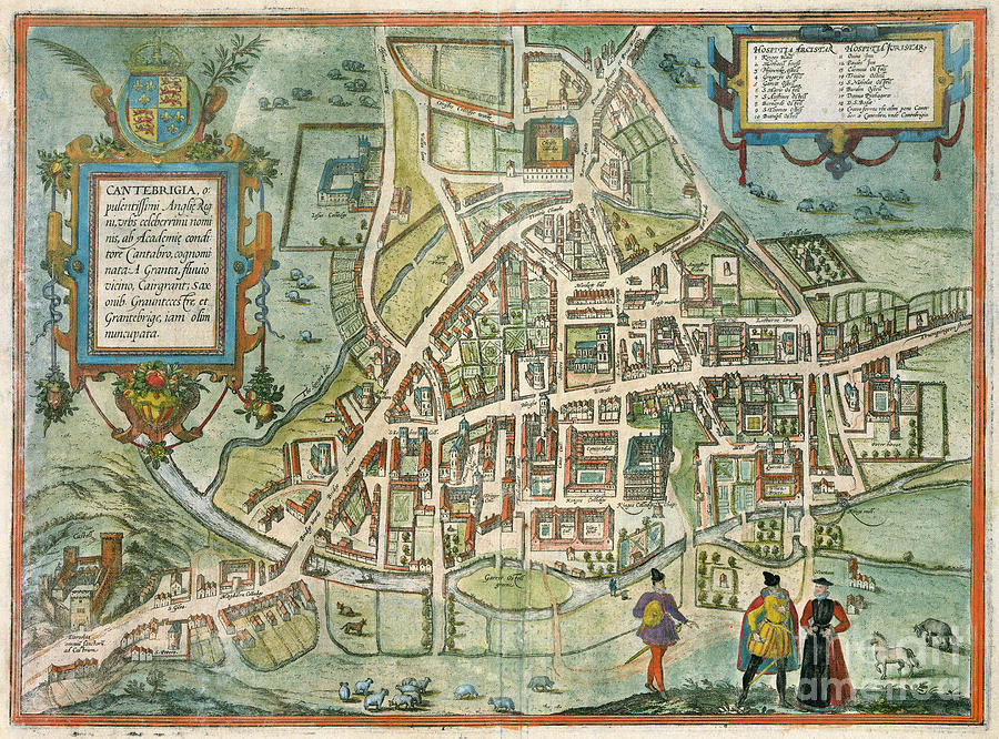 View Of Cambridge, England, 1575 Drawing by Georg Braun and Franz Hogenberg