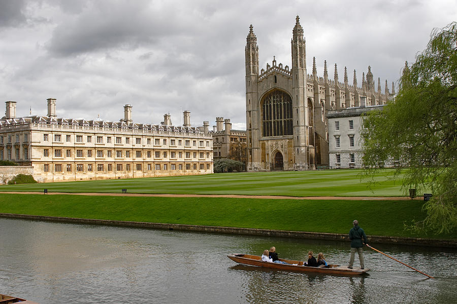 View of Cambridge university and a punt Photograph by Khr128
