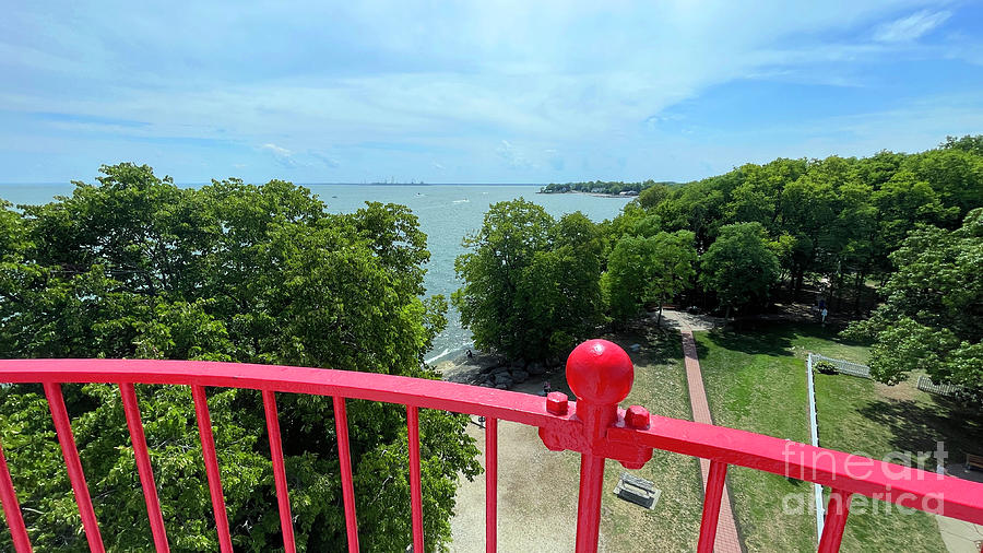 View of Cedar Point in the Distance from the Top of Marblehead Lighthouse 1796 Photograph by Jack Schultz