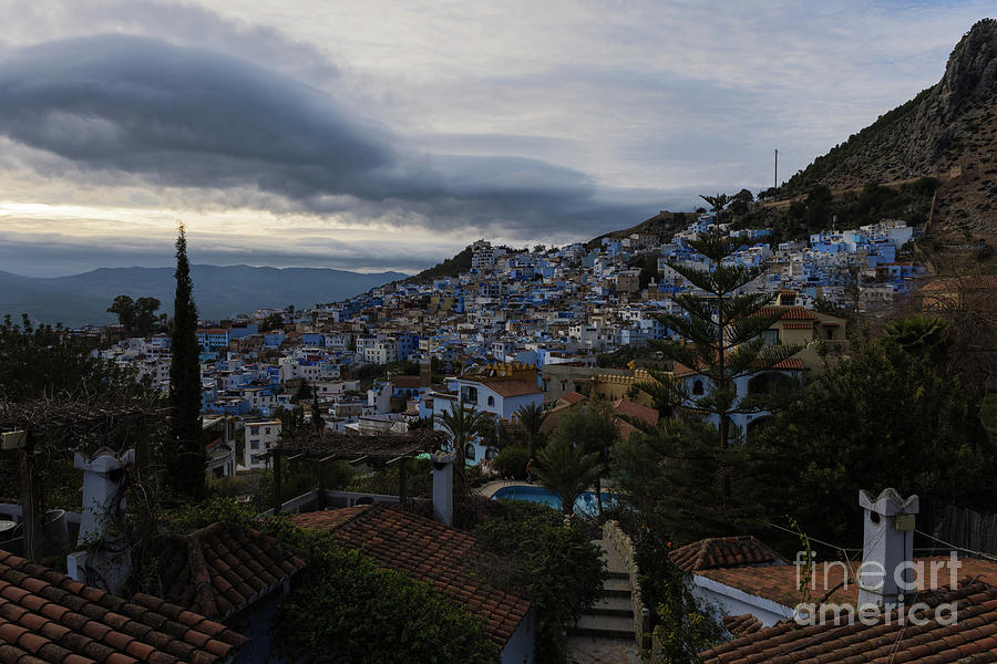 Blue Hour Photograph - View of Chefchaouen by Eva Lechner