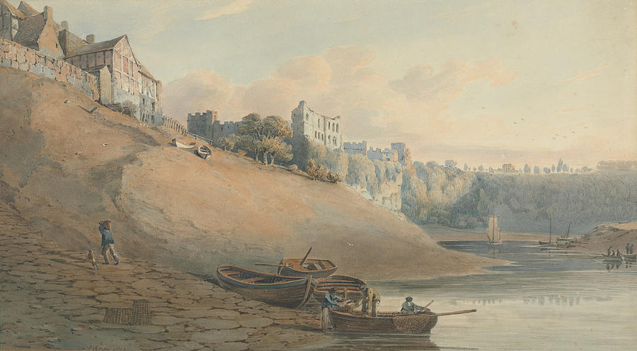 View of Chepstow Castle, Monmouthshire Drawing by John Varley