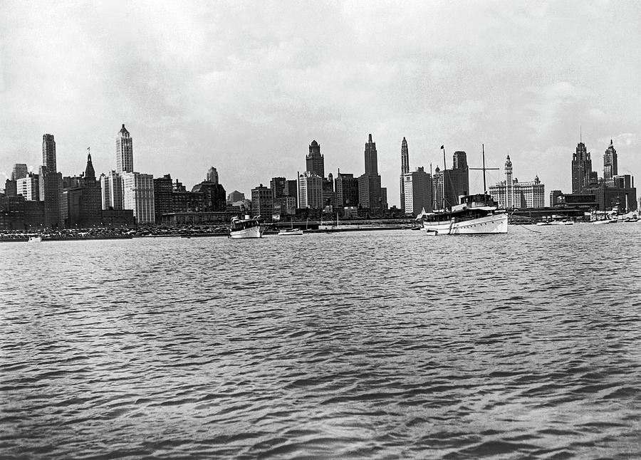View Of Chicago From The Lake  Photograph by Underwood Archives