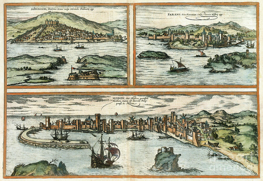 View Of Coastal Cities, 1575 Drawing by Georg Braun and Franz Hogenberg