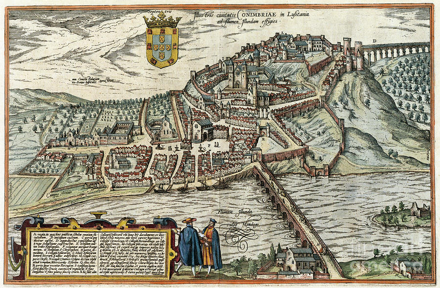 View Of Coimbra, 1598 Drawing by Georg Braun and Franz Hogenberg