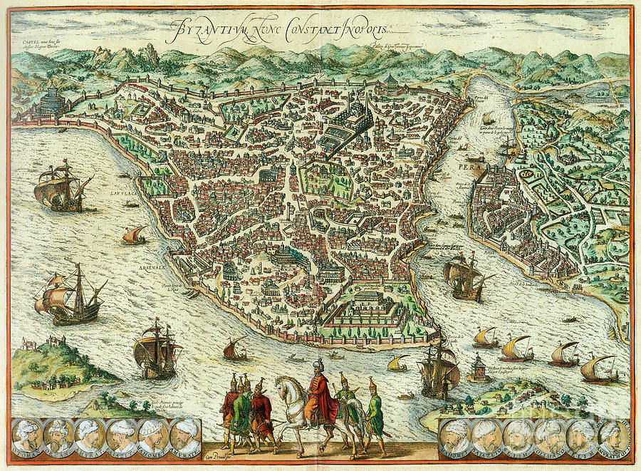 View Of Constantinople, 1572 Drawing by Georg Braun and Franz Hogenberg