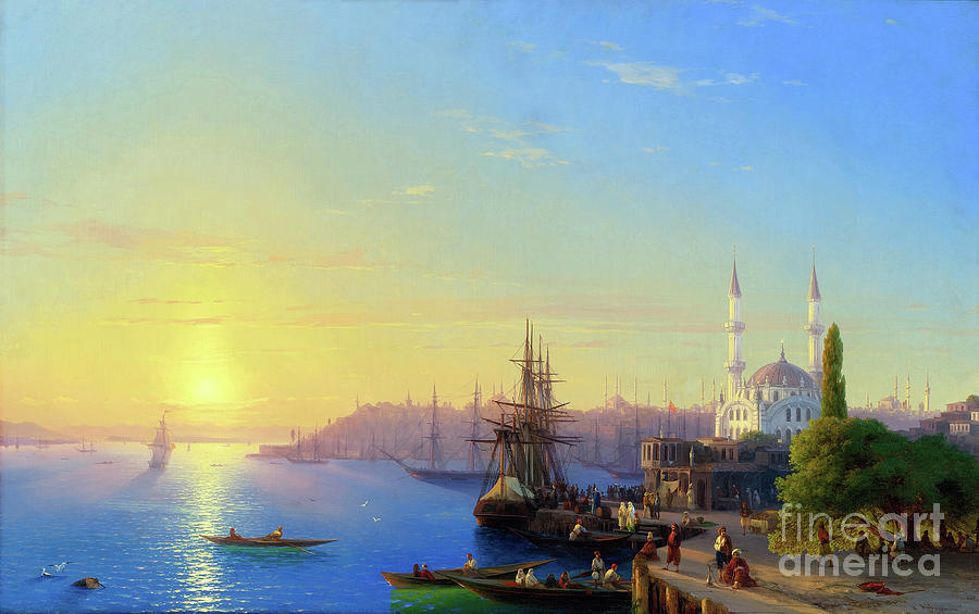 View Of Constantinople And The Bosphorus  Painting by Sad Hill - Bizarre Los Angeles Archive