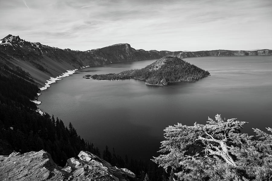 View of Crater Lake in monochrome Photograph by Aashish Vaidya