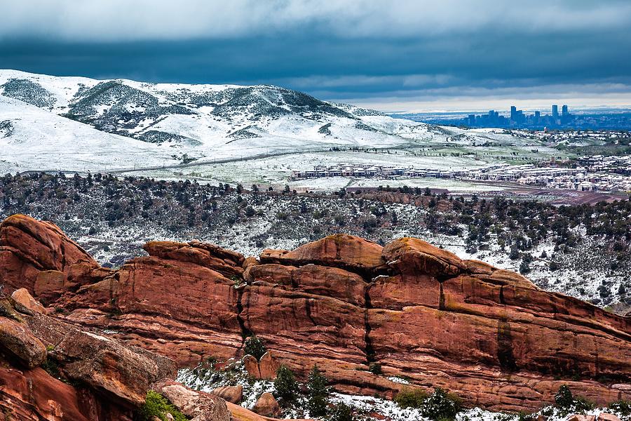 View of Denver from Red Rocks Amphitheatre in Morrison, Colorado Photograph by Jeanette Fellows