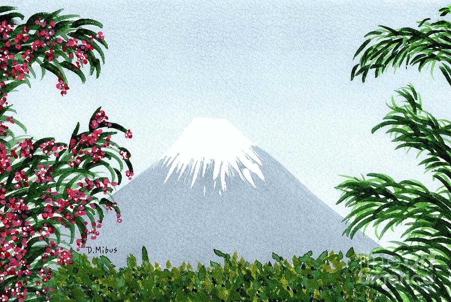 View of Distant Mount Fuji Painting by Donna Mibus