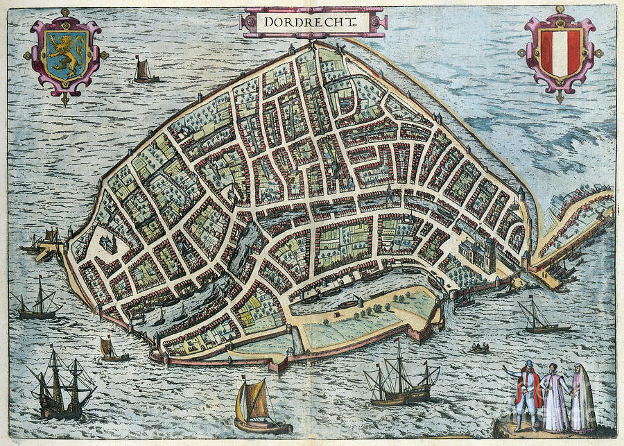 View Of Dordrecht, 1581 Drawing by Georg Braun and Franz Hogenberg
