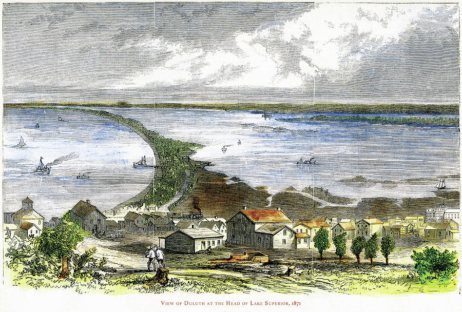 View of Duluth at the Head of Lake Superior Drawing by Zenith City Press