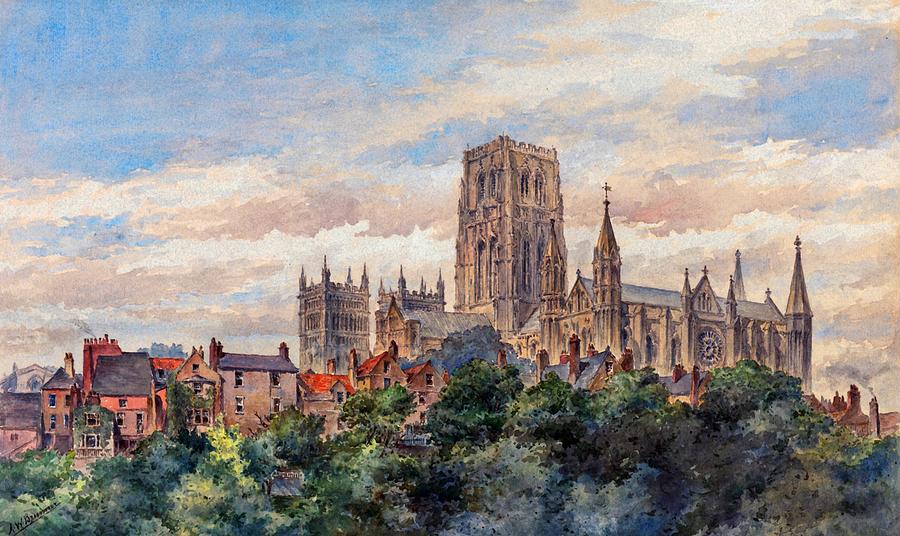 View of Durham Cathedral Painting by Arnold William Brunner