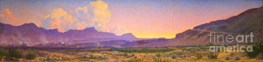 View of El Paso at Sunset circa 1922 Painting by Peter Ogden