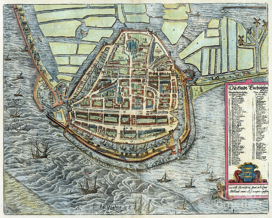 View Of Enkhuizen, 1581 Drawing by Georg Braun and Franz Hogenberg