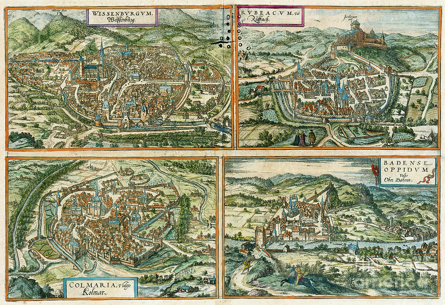View Of European Cities, 1575 Drawing by Georg Braun and Franz Hogenberg