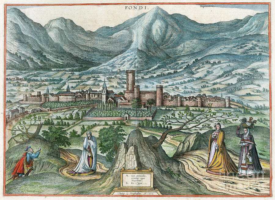 View Of Fondi, 1598 Drawing by Georg Braun and Franz Hogenberg