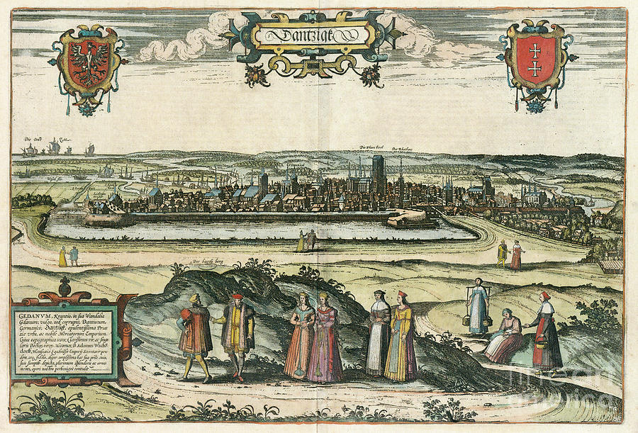 View Of Gdansk, Poland, 1575 Drawing by eorg Braun and Franz Hogenberg