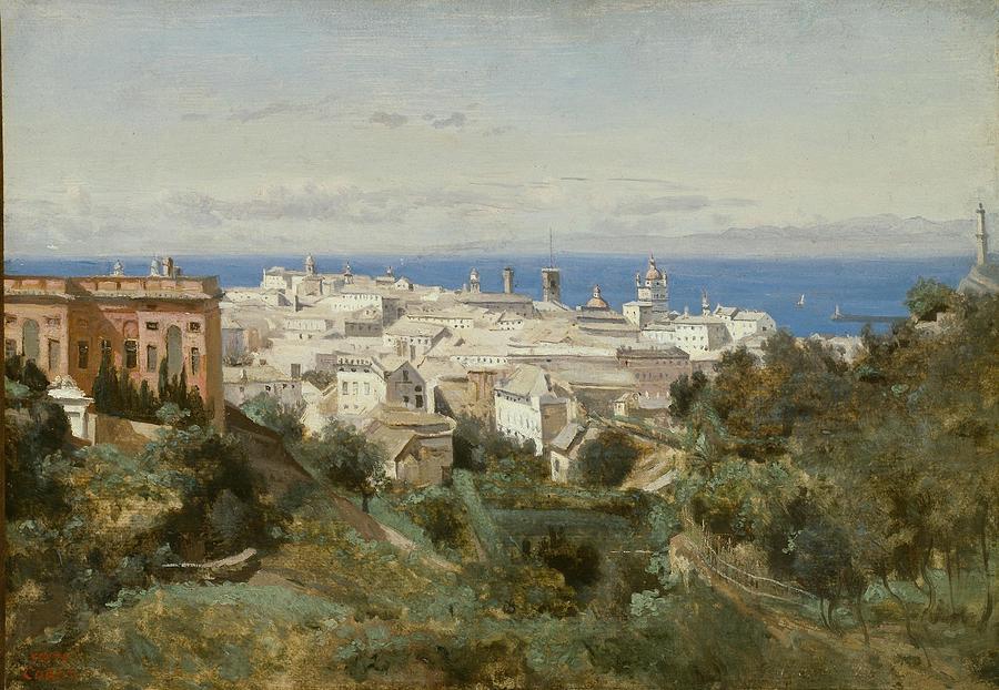 View of Genoa  Painting by Jean-Baptiste Camille Corot