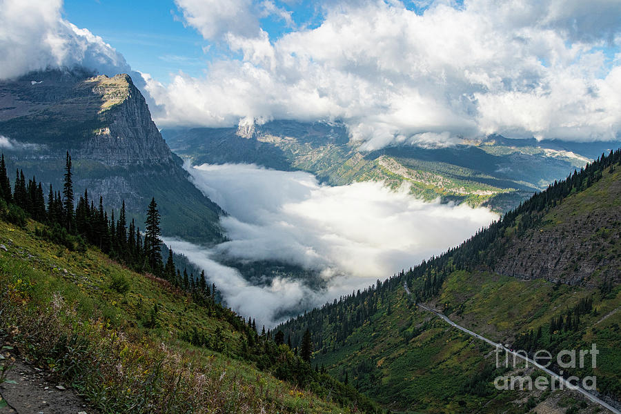 View of Going To The Sun Road From Highline Trail Glacier National Park Photograph by Wayne Moran