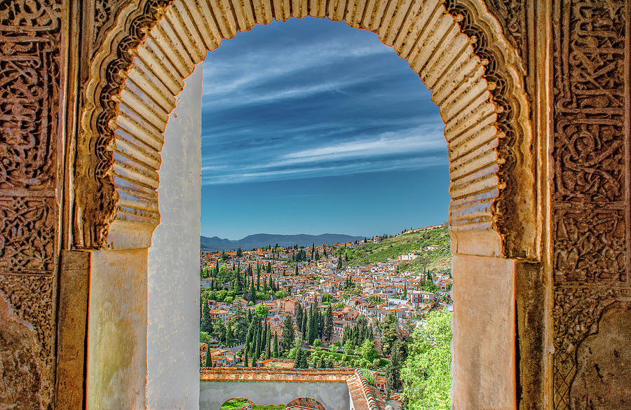 View of Granada Through the Arch of The Alhambra Photograph by Marcy Wielfaert